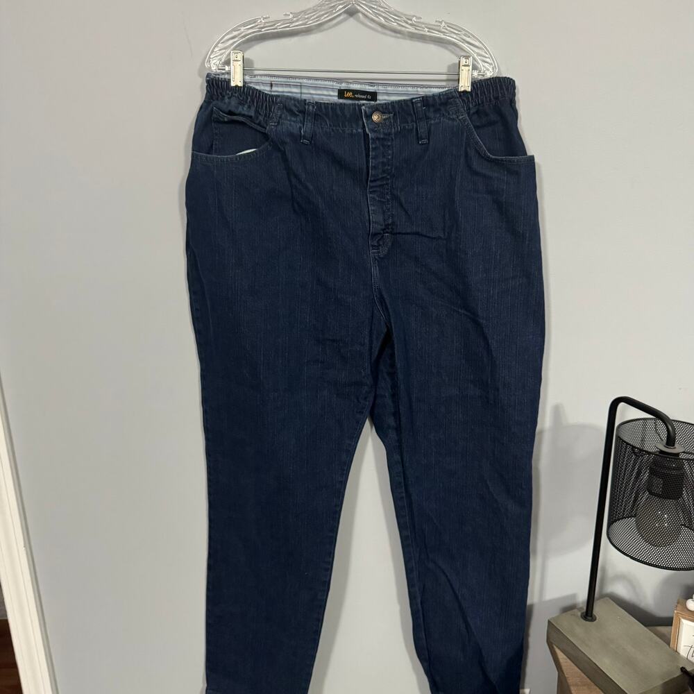 Lee Dark Wash Relaxed Fit Jeans Women's Plus Size 20 W Medium Elasticized Waist